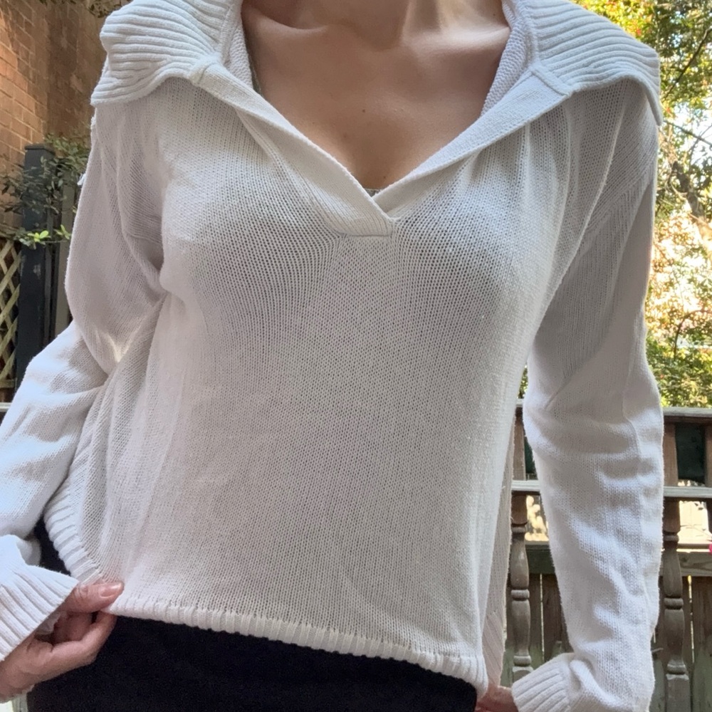 White Women's Sweater sailor collar